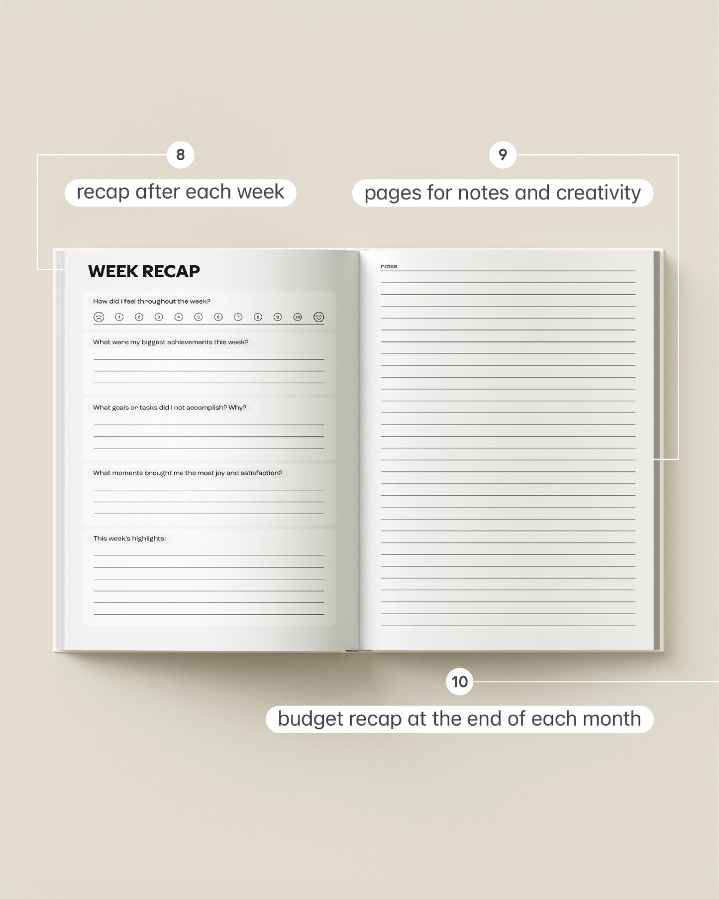 White Guided Weekly Planner Full Year 4-in-1