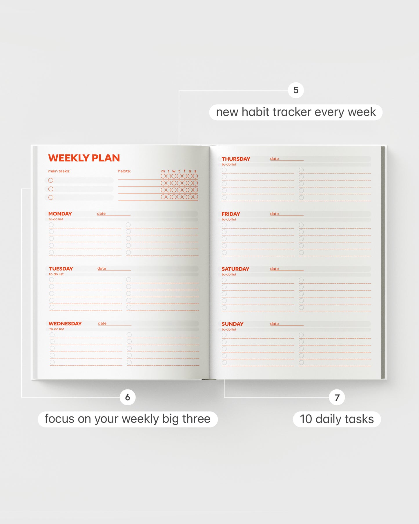 Guided Weekly Planner Full Year 4-in-1 Black