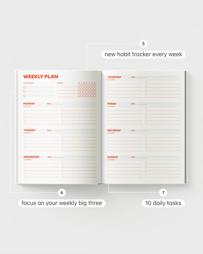 Guided Weekly Planner Full Year 4-in-1 Black