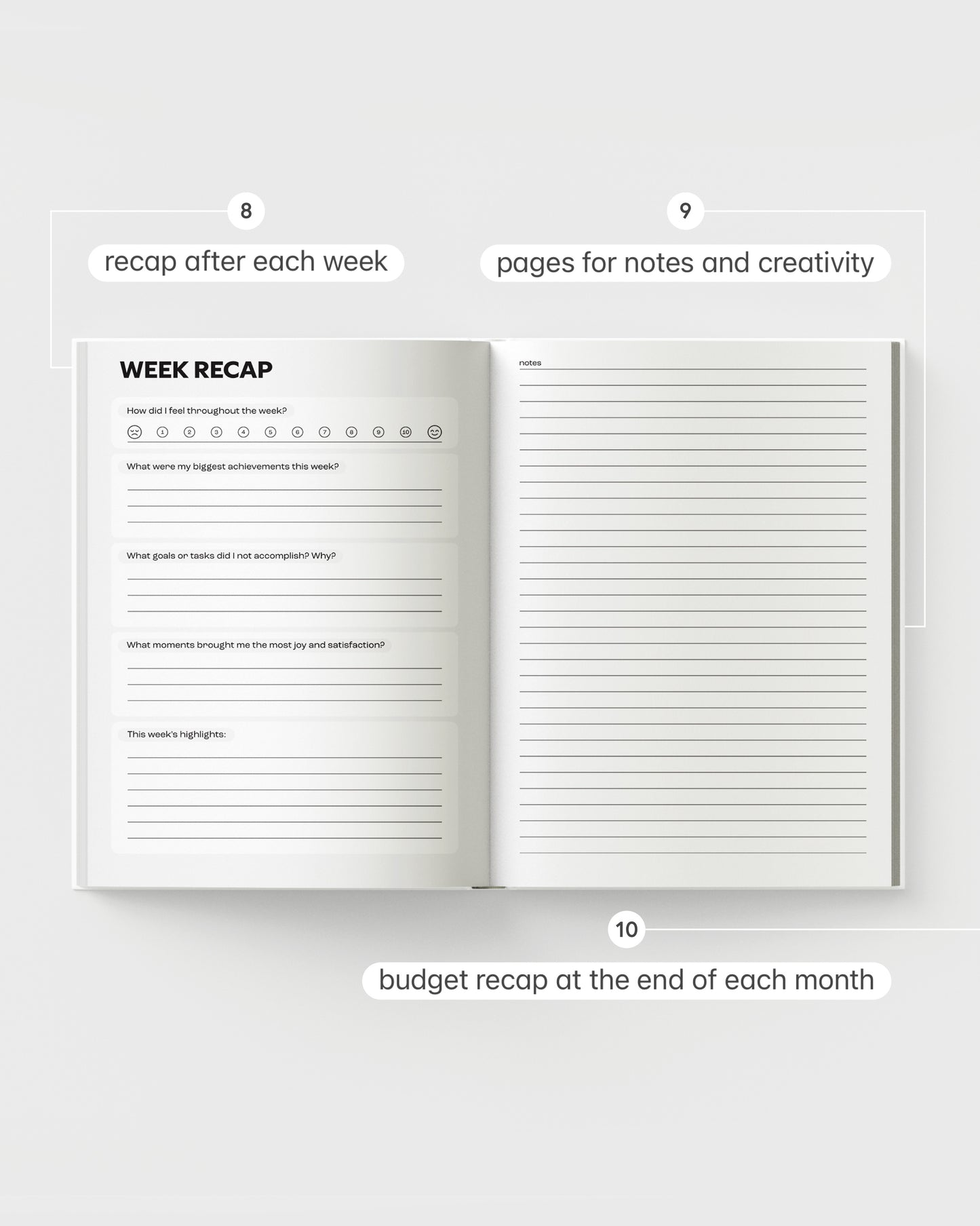 Guided Weekly Planner Full Year 4-in-1 Black