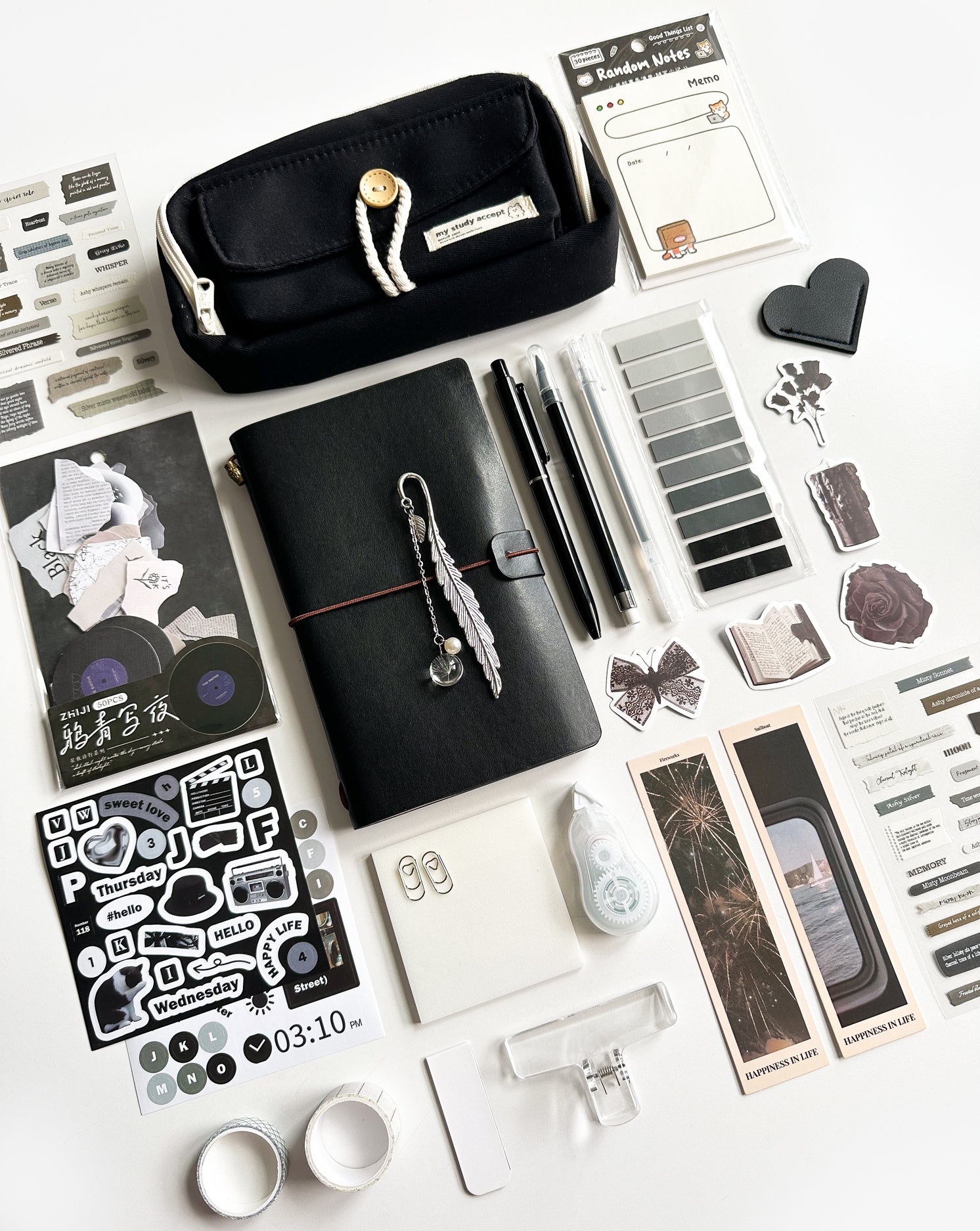 Classic Black Stationery Set 🖤