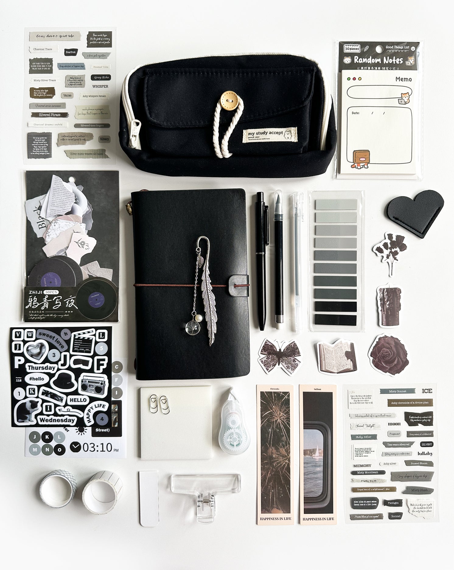 Classic Black Stationery Set 🖤