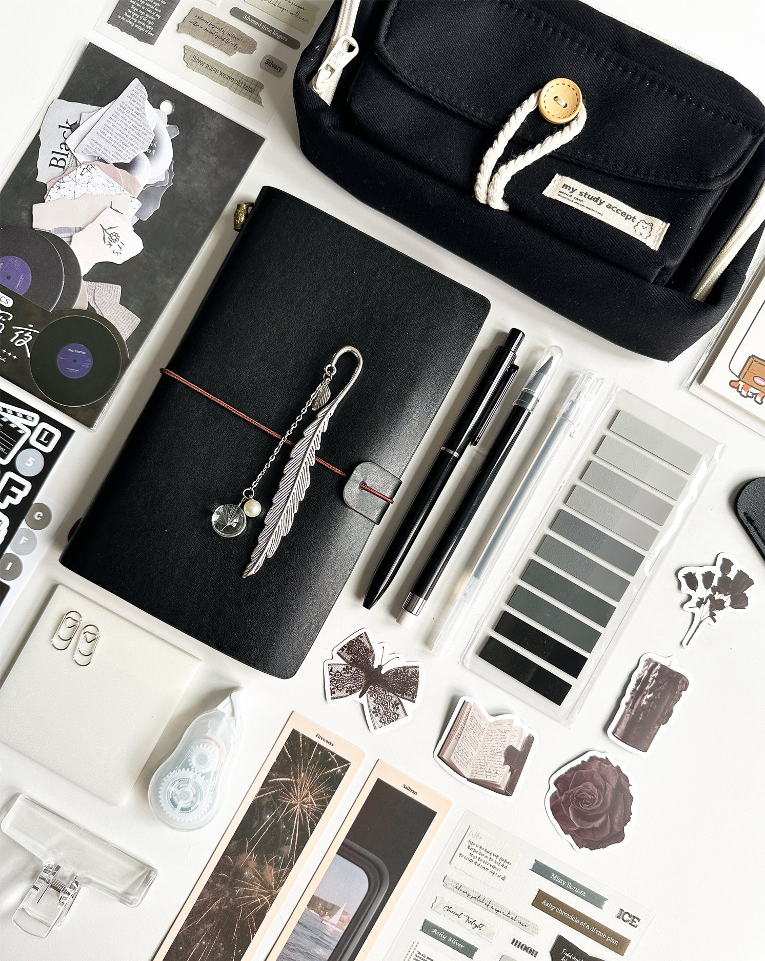 Classic Black Stationery Set 🖤